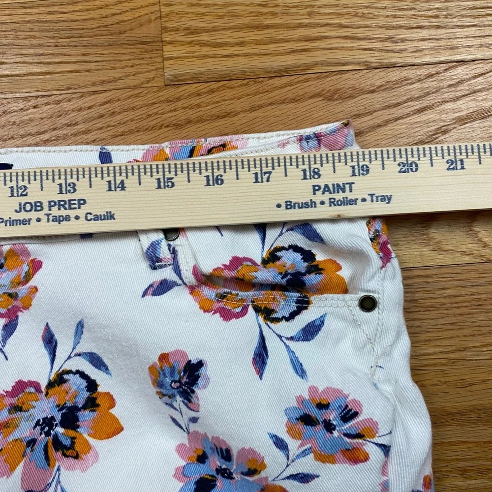 Denim 24/7 Floral Jeans‎ Womens 18W White Orange Blue Botanical Cottagecore